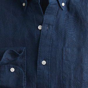 J Crew Navy Blue Oxford Shirt - ST Small linen used Mercantile Dress shirt